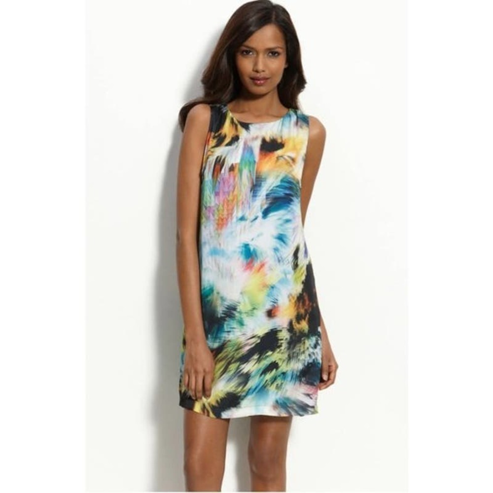 Ted Baker Abstract Print Cherche Shift Dress Sleeveless Multicolor Size 2